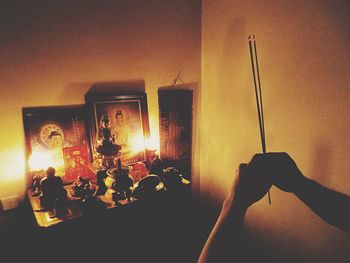 Close-up of illuminated lamp