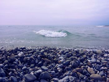 View of pebble beach against the sky