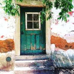 Closed door of house