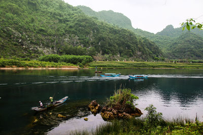 Scenic view of lake and mountains