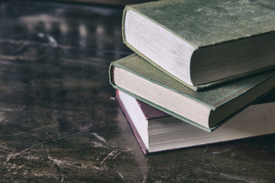 Close-up of book on table