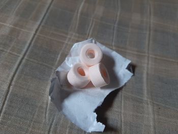 High angle view of stuffed toy on table