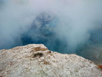 Smoke emitting from volcanic crater