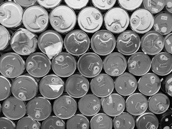 Full frame shot of tin cans