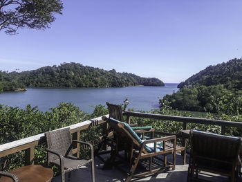 Scenic view of lake against clear sky