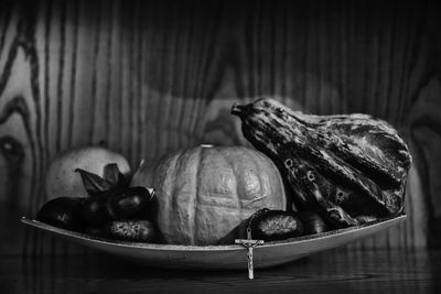 Close-up of pumpkin on table