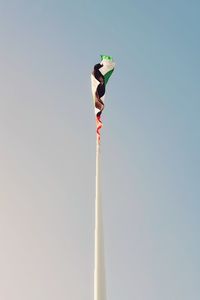 Low angle view of basketball hoop against clear sky