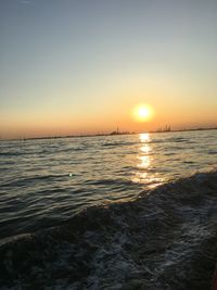 Scenic view of sea against sky during sunset