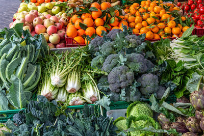 High angle view of fruits for sale in market
