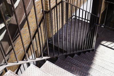 High angle view of staircase in building