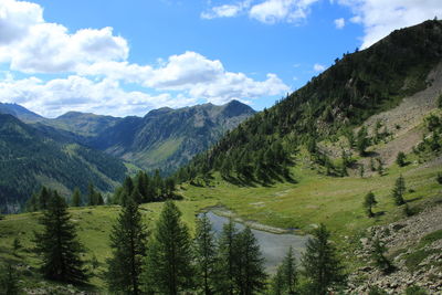 Scenic view of mountains against sky