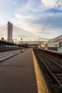 Railroad station platform against sky