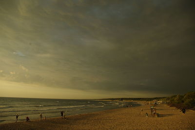 Scenic view of sea against sky at night