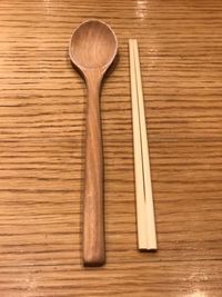 Directly above shot of meal on wooden table