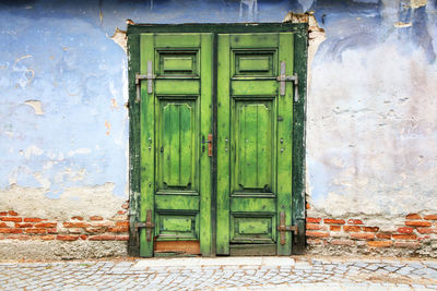 Closed door of old building