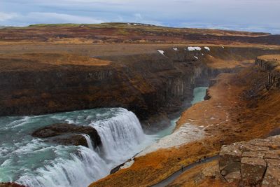 Scenic view of waterfall
