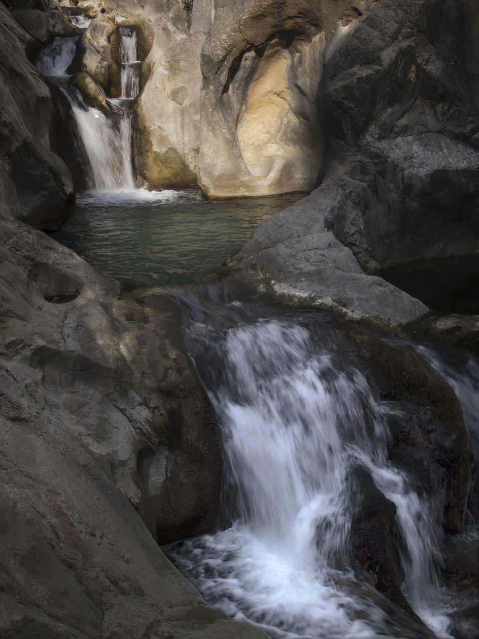 SCENIC VIEW OF WATERFALL IN ROCKS