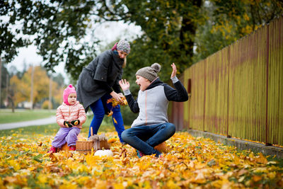 Family enjoying at park