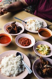 High angle view of food on table