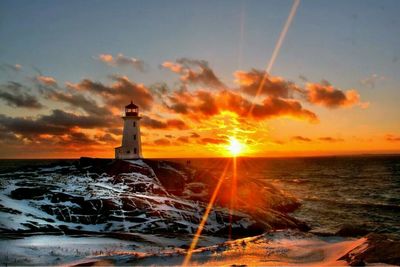 Scenic view of sea at sunset