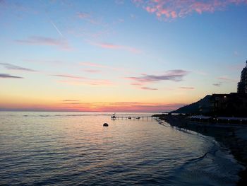 Scenic view of sea at sunset