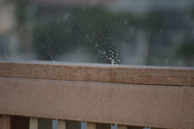 Close-up of wet glass during rainy season