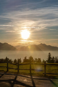 Scenic view of landscape against sky during sunset