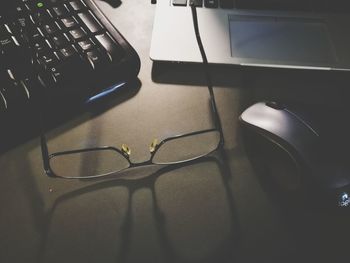 High angle view of laptop on table