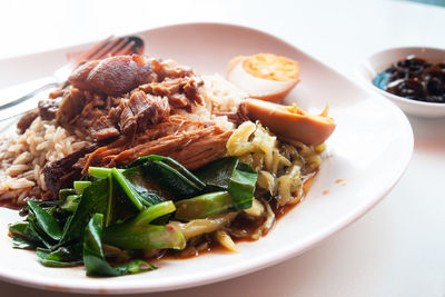 Close-up of meal served in plate