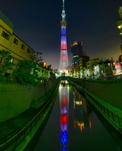 Illuminated city at night