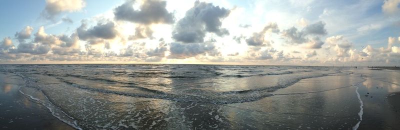 Scenic view of sea against cloudy sky