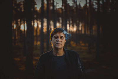 Portrait of man in forest