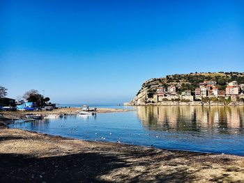 Scenic view of sea against clear sky