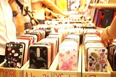 Close-up of hands for sale in market