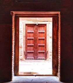 Closed door of building