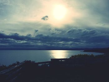 Scenic view of sea against sky at sunset