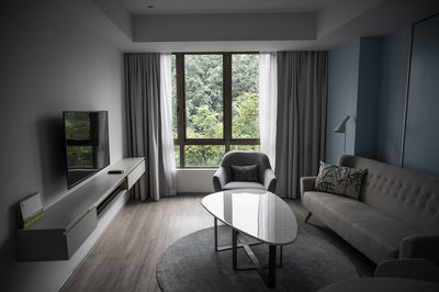 Empty chairs and table at home