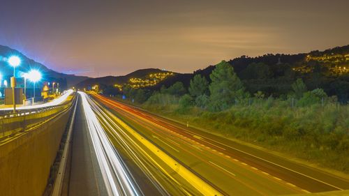 Light trails on highway at night