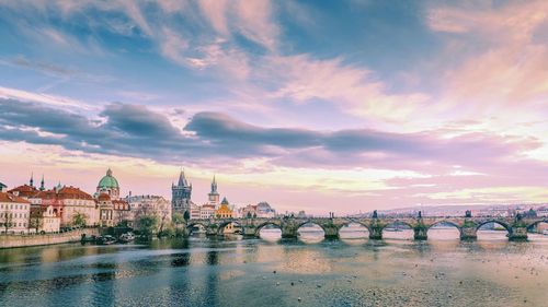 View of river against cloudy sky