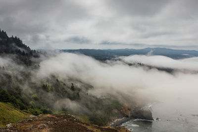 Scenic view of mountains against sky