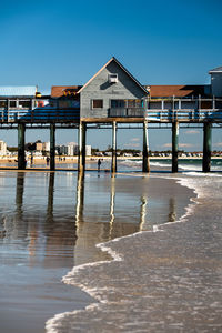 Old orchard beach pier in maine, view from the beach 