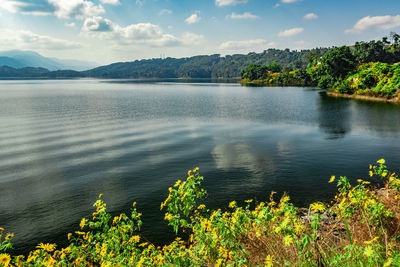 Scenic view of lake against sky