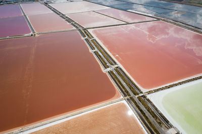 Aerial view of the salt pan in margherita di savoia, unesco heritage from above, apulia