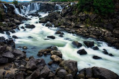 Scenic view of waterfall in forest