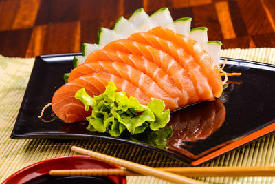 Close-up of sushi on plate