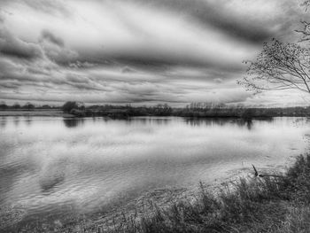 Scenic view of lake against sky