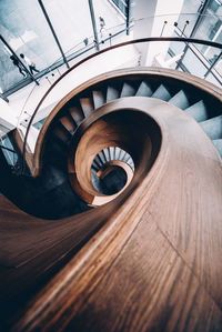 High angle view of spiral staircase