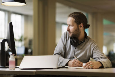 Man working on table