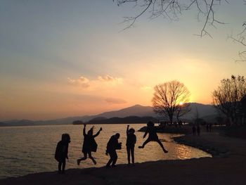 Scenic view of sea against sky at sunset
