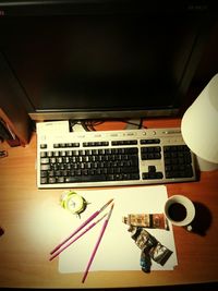 High angle view of computer keyboard